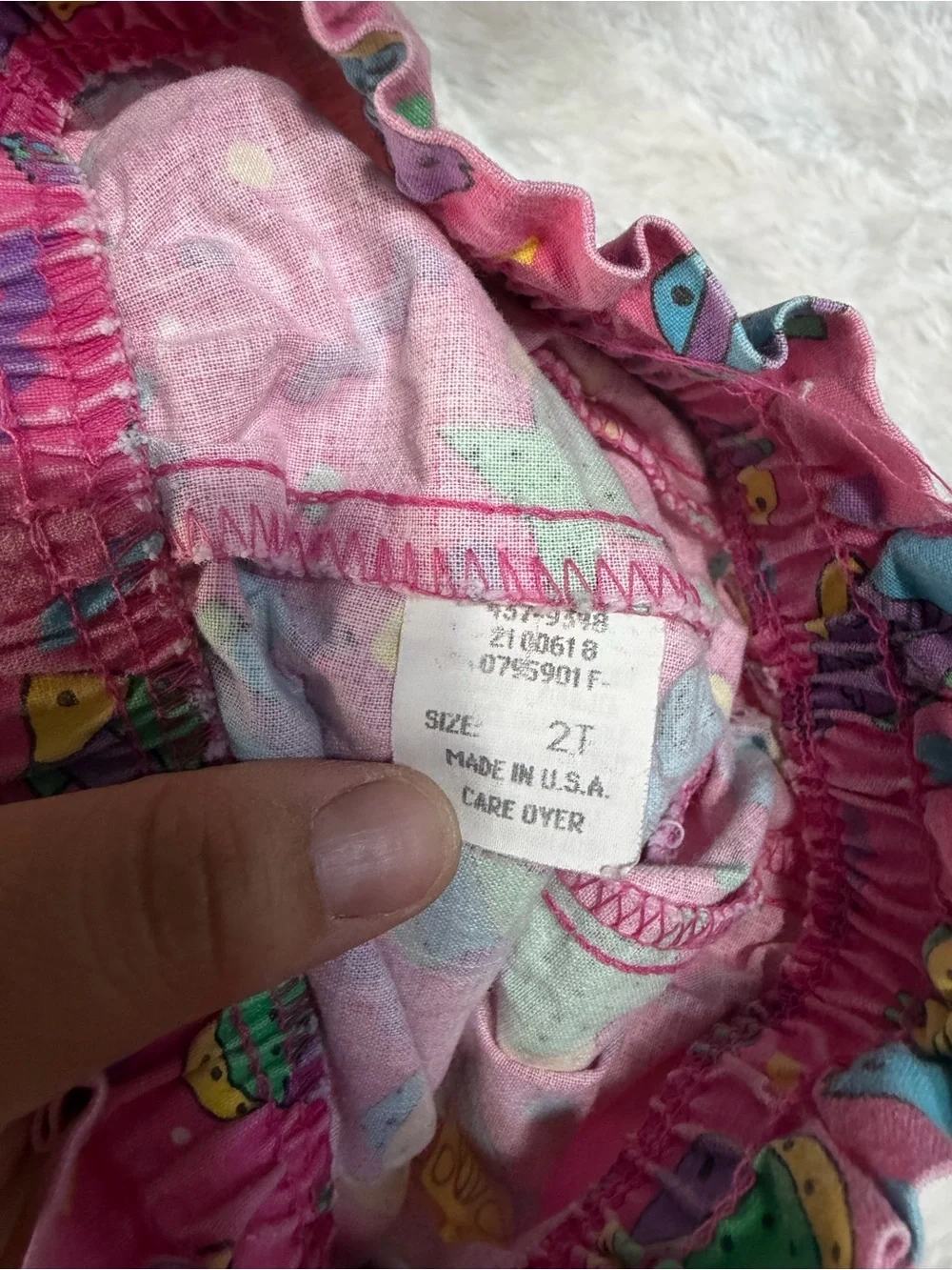Kids Pink Fish-Print Pants Oshkosh 2T made in USA does have some flaws